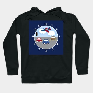 Transportation Airplane and Car Boys Room Wall Clock Hoodie